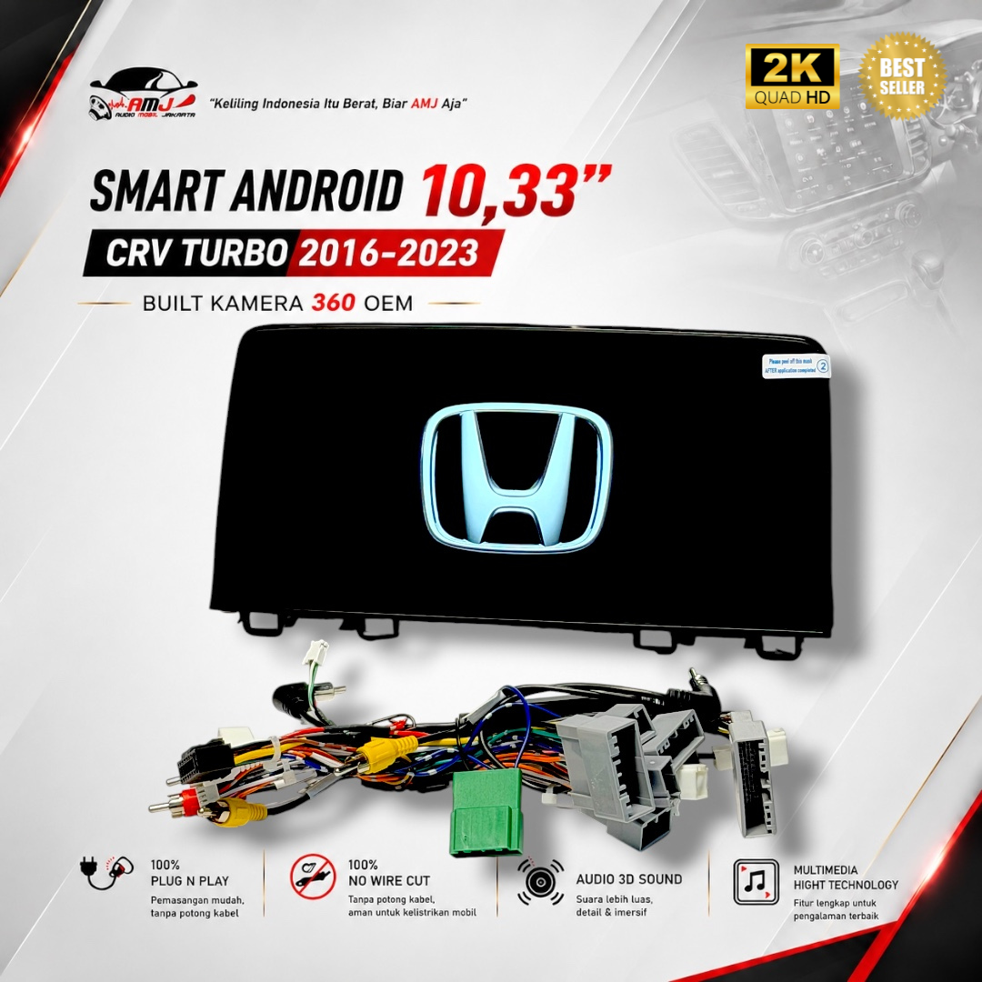 Smart Android 10.33" - Honda CR-V Turbo 2016-2023 (Built Kamera 360 OEM)